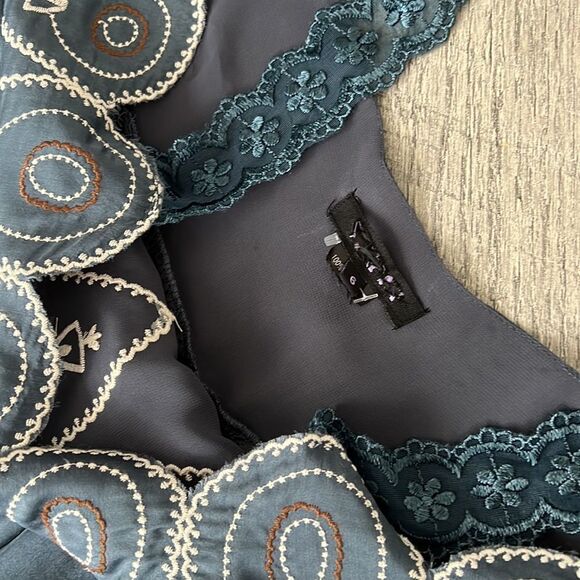 Silk sundress aquamarine Sz Xl summer dress - Picture 9 of 9